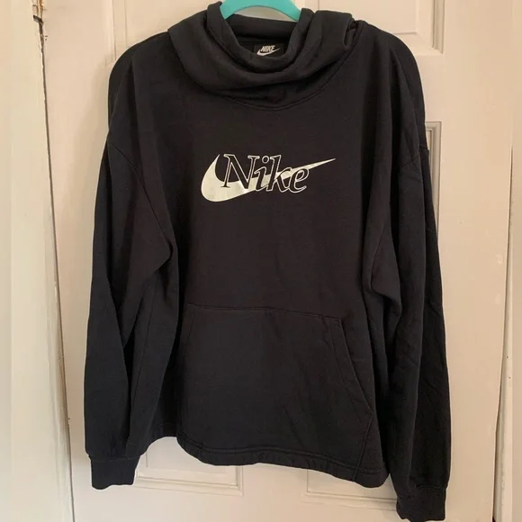 Nike Women’s Icon Clash Funnel Neck hoodie black metallic logo size large - Picture 1 of 5
